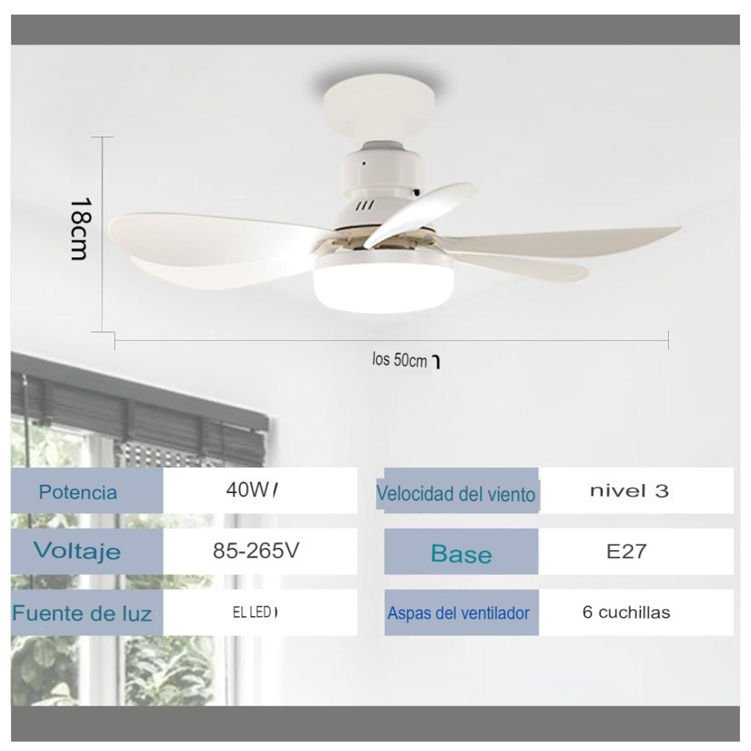 Ventilador y Ampolleta Luz Led 2 en 1