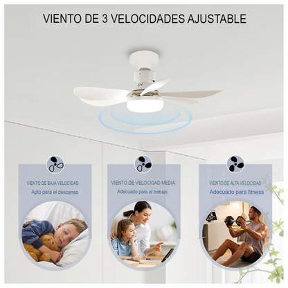 Ventilador y Ampolleta Luz Led 2 en 1