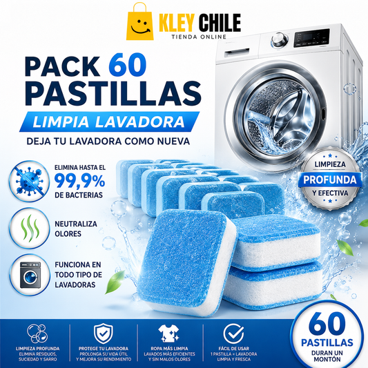 Pack 60 pastillas limpia lavadora - Deja Tu Lavadora como Nueva