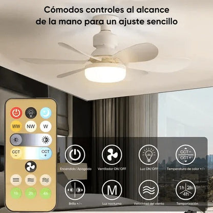Ventilador y Ampolleta Luz Led 2 en 1